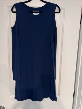 Sol Angeles Navy Cold-Shoulder Knit Dress